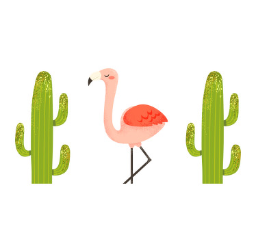 Uma elegante imagem de tela de cacto e planta flamingo para sala de estar, arte em tela de escritório e para decorar qualquer outro espaço.