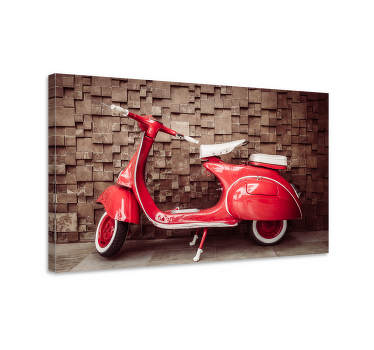 Rød motorcykel retro lærredskunst - TenStickers