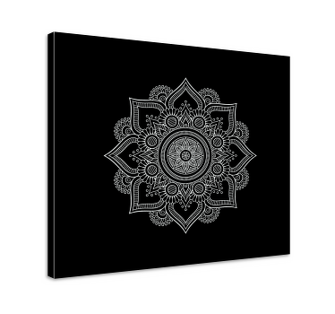 Mustavalkoinen mandala canvas - Tenstickers