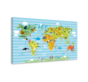 Cuadro mapamundi Animales - TenVinilo