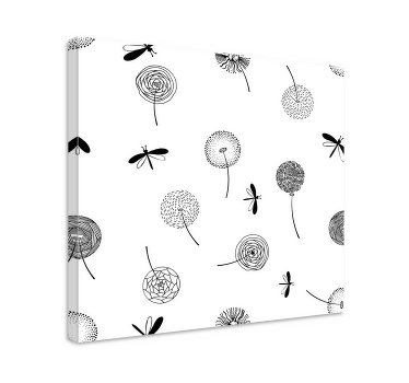 Cuadro de flores libélulas y elementos florales - TenVinilo