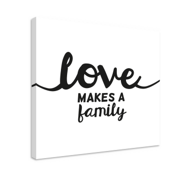 Love makes a family quote canvas wall art - TenStickers