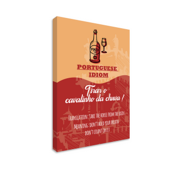 Português dizendo tradução relaxa tela de citação. Fundo vermelho e laranja. Copo de vinho e motivo da garrafa. Envio imediato!