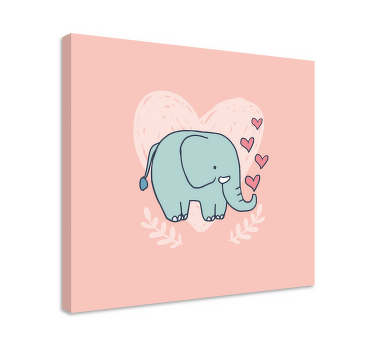 Sød elefant blæser hjerter børnehave lærred - TenStickers