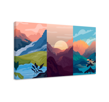 Animated Mountains landscape canvas - TenStickers