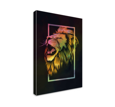 Tableau animal Lion coloré peint - TenStickers
