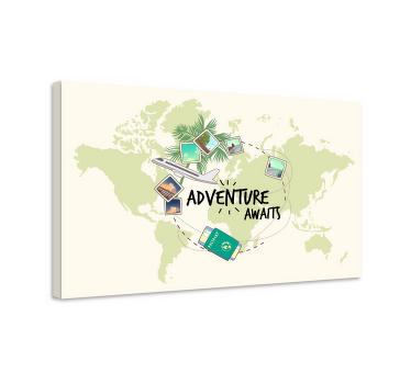Adventure Awaits world map canvas - TenStickers