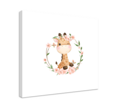 Cuadro animales Jirafa con corona de flores - TenVinilo