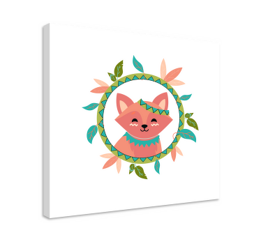 北欧粉色狐狸动物画布版画 - TenStickers