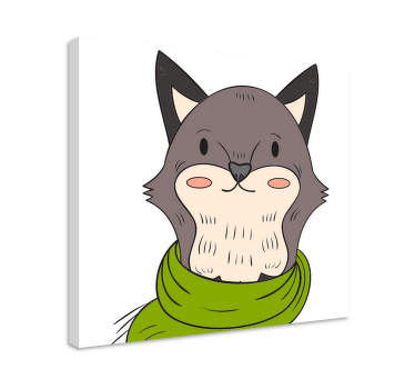 Cuadro animales Zorro gris nórdico con bufanda - TenVinilo