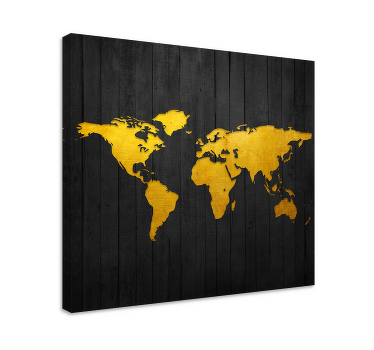 Weltkarte Leinwand Dunkelgolden - TenStickers