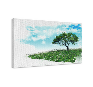 Cuadro árboles Paisaje pintado con - TenVinilo