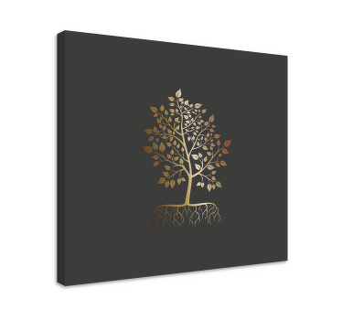 Wandbild Baum Gold mit wurzeln - TenStickers
