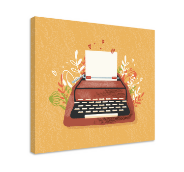 červený psací stroj s plátnem květin - TenStickers