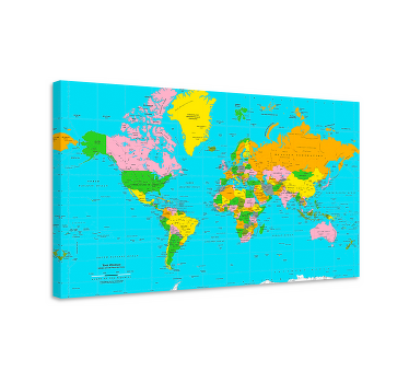 Värillinen atlas maailmankartta canvas - Tenstickers