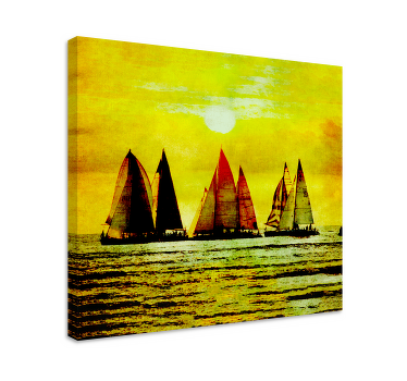 Solnedgangssejladsscene marine lærredsbillede - TenStickers