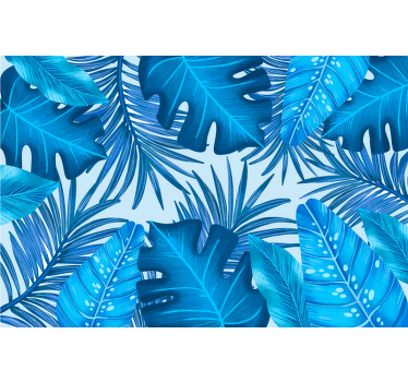 Plantas azuis dão forma a impressões de arte nórdica. Fundo azul claro com motivos vegetais azuis escuros. Dois painéis. Obtenha remessa imediata!