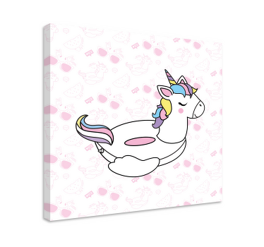Tableau licorne avec des lunettes de soleil roses - TenStickers