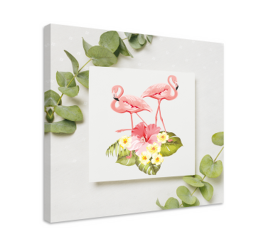 Leinwandbild flamingos und hibiskus - TenStickers