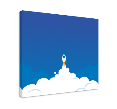 Cuadro infantil Dibujos animados de lanzamiento de cohetes al lug - TenVinilo