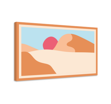 山和太阳抽象艺术几何画布 - TenStickers