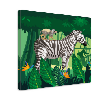 Giraffe Zebra and Monkey nursery canvas - TenStickers