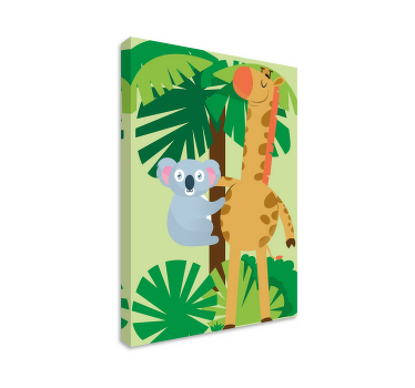 Leinwandbild Kinder Koalas umarmen eine giraffe - TenStickers