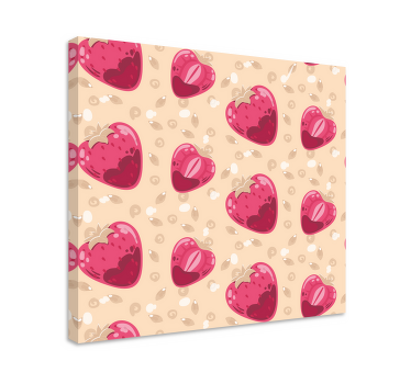 μοτίβο φράουλας σε μπεζ καμβά φρούτων - TenStickers