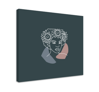 Cuadro de flores Girasol minimalista con mujer - TenVinilo