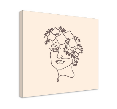Cuadro de flores Silueta minimalista linda mujer - TenVinilo