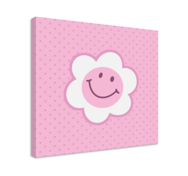 Flower pink and white smiley face canvas - TenStickers
