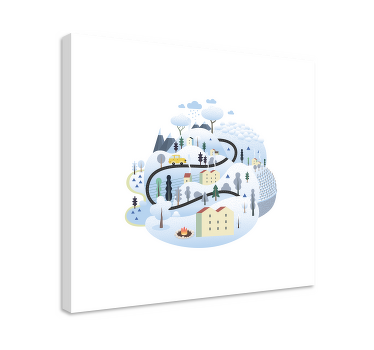 Tableau villes et pays route panoramique d'hiver - TenStickers