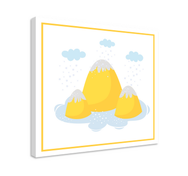 Tableau enfant Montagnes jaunes avec des gouttes de pluie - TenStickers