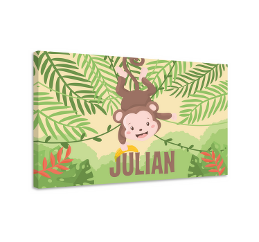 Cuadro animales Bebé mono colgando rama - TenVinilo
