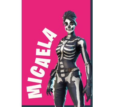 Impressões de parede do quarto da menina do crânio da fortnite. Este projeto tem um fundo rosa com um esqueleto de menina. Decore suas paredes. Envio imediato!