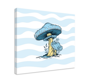 蓝色蘑菇插画厨房墙壁打印 - TenStickers
