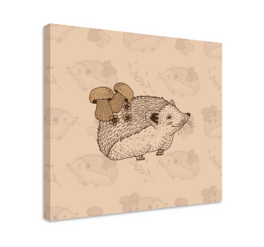 Tableau animaux hérisson beige aux champignons - TenStickers