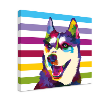 Quadro moderno Cara de cão colorida pop art - TenStickers