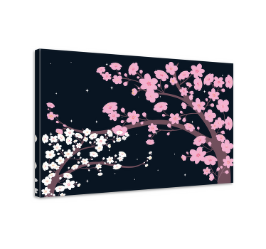Lyserøde og hvide blomster nat 3d lærredstryk - TenStickers