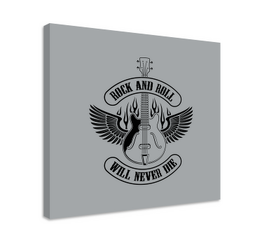 Cuadro musical Guitarra en fuego con texto rock - TenVinilo