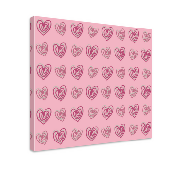 Doodle hearts pink pattern canvas - TenStickers
