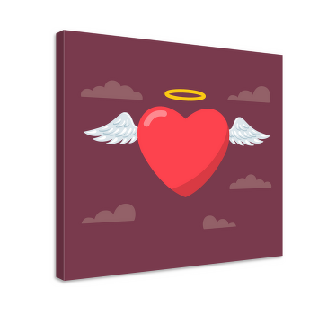 다채로운 천사 하트 캔버스 아트 프린트 - TenStickers