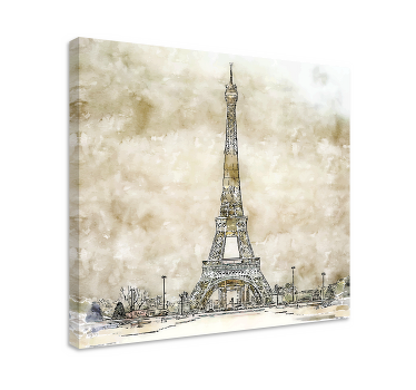 Cuadro ciudades Pintura de la torre eiffel de acuarela - TenVinilo