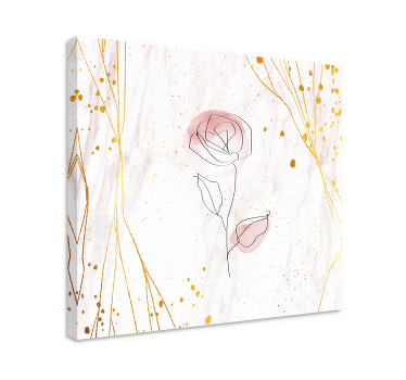 3D Wandbilder Rose auf goldenem Hintergrund - TenStickers