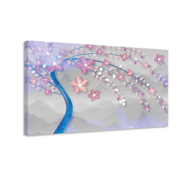 Pink cherry with swirls 3D canvas prints - TenStickers