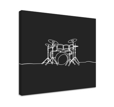 Line art tromme elegant design musik lærred - TenStickers