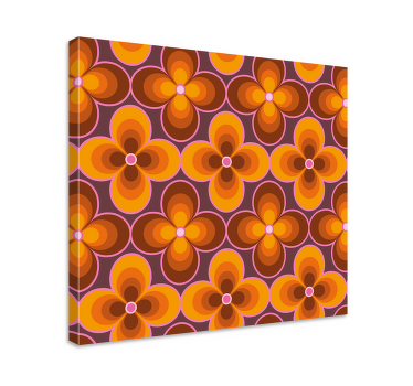 Blomst retro groovy mønster retro lærred - TenStickers