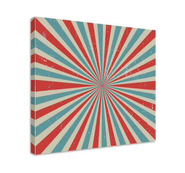 Blå og rød retro forvasket mønster retro lærred - TenStickers