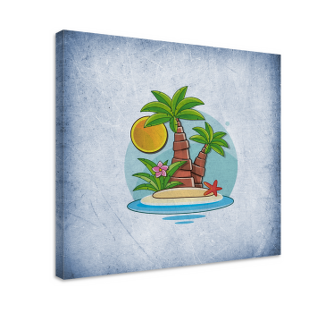 Quadro de flores cena de ilha tropical - TenStickers