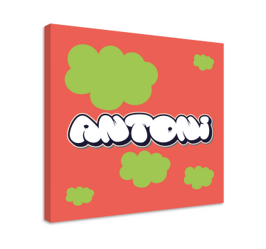 Cuadro personalizable Graffiti blanco burbujas verdes - TenVinilo